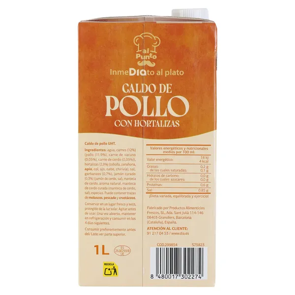 Caldo natural de pollo y hortalizas Dia Al Punto 1 L 6