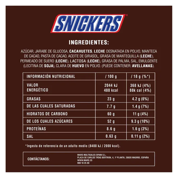 Mini barritas de chocolate con caramelo y cacahuetes Snickers 227 g 3