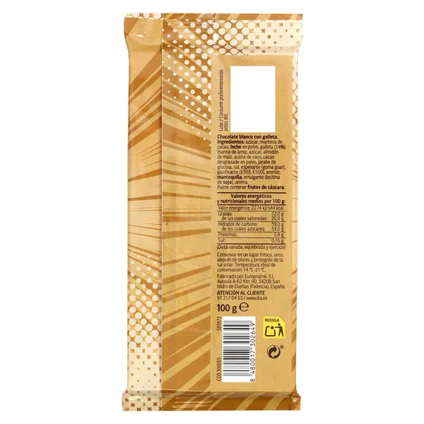 Chocolate blanco con galleta Dia Temptation 100 g 3