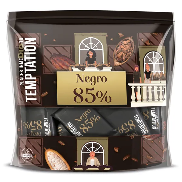 Chocolate negro 85% cacao en porciones Dia Temptation bolsa 176 g 2