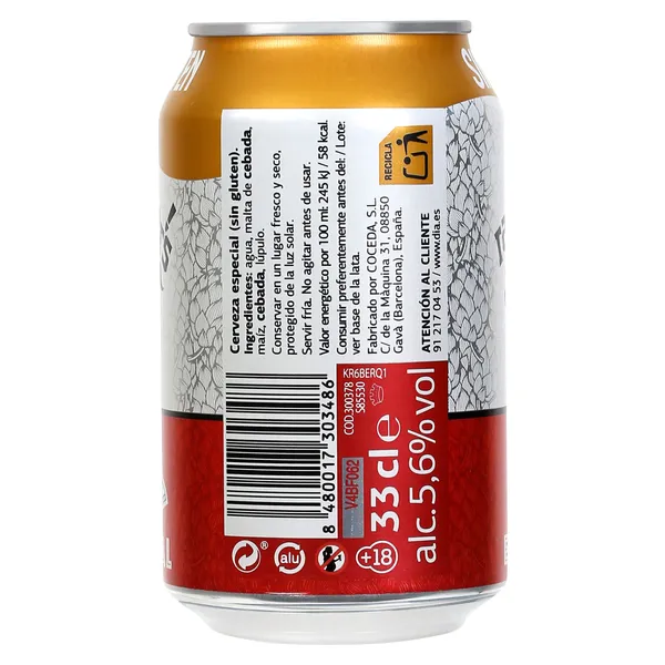 Cerveza sin gluten Dia Ramblers 33 cl 2
