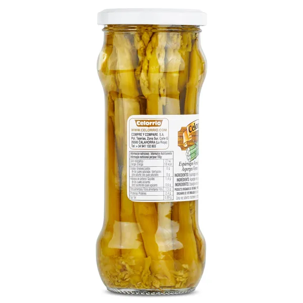 Espárragos verdes medios 9/16 piezas Celorrio frasco 180 g 2