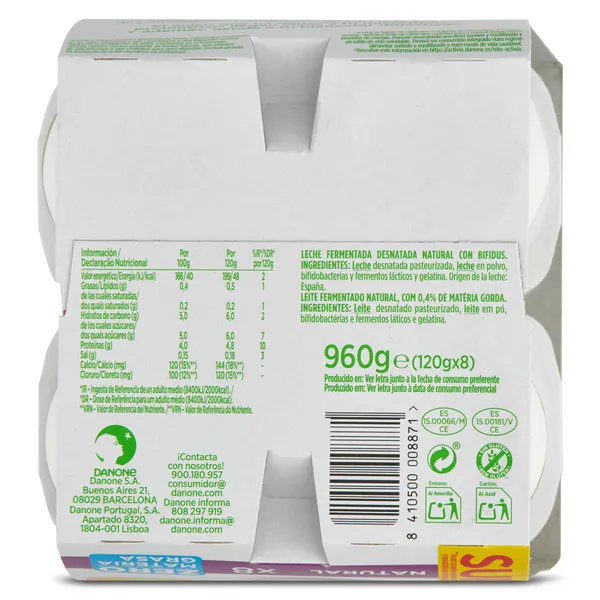 Bífidus natural desnatado Activia pack 8 x 120 g 3