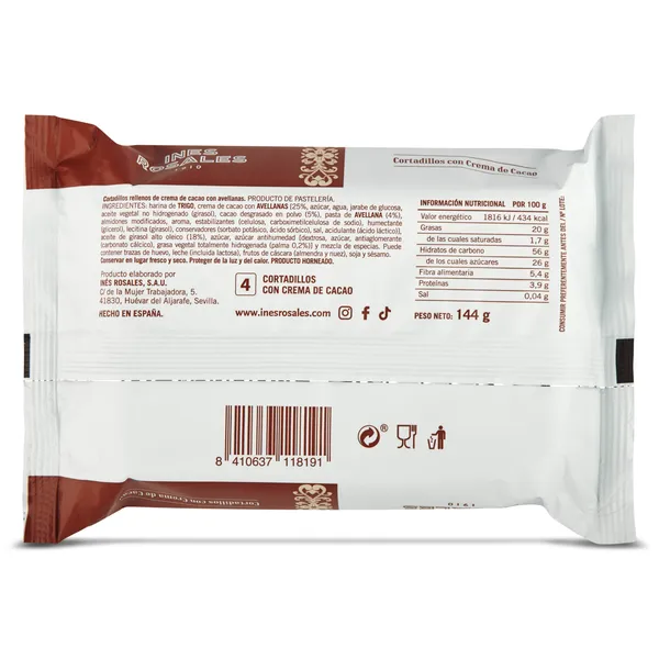 Cortadillos con crema de cacao Inés Rosales bolsa 144 g 2