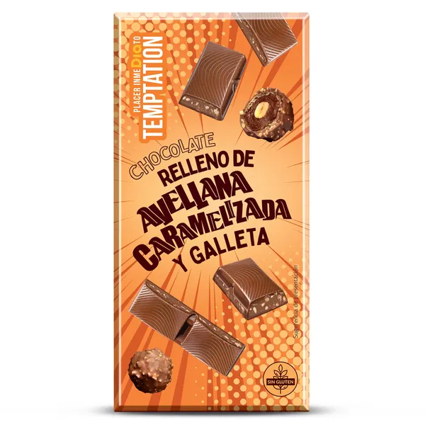 Chocolate relleno de avellana caramelizada y galleta Dia Temptation 100 g 2