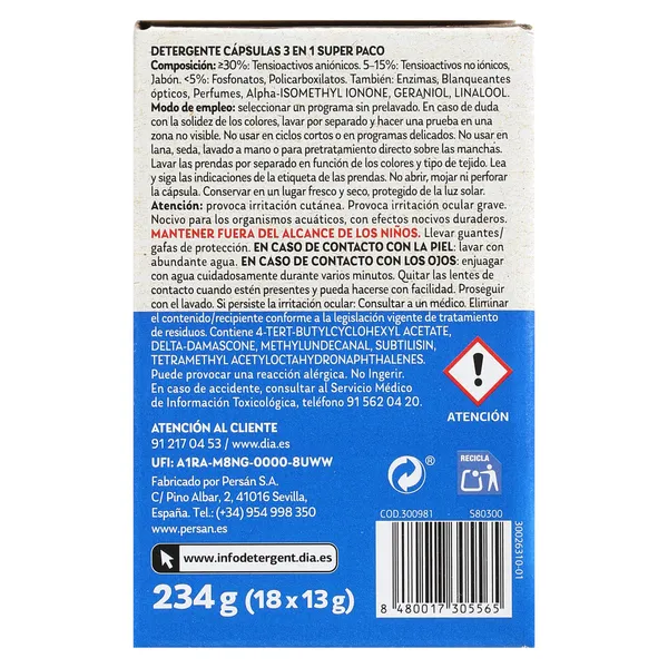 Detergente en cápsulas limpieza profunda Dia Super Paco 18 unidades 4