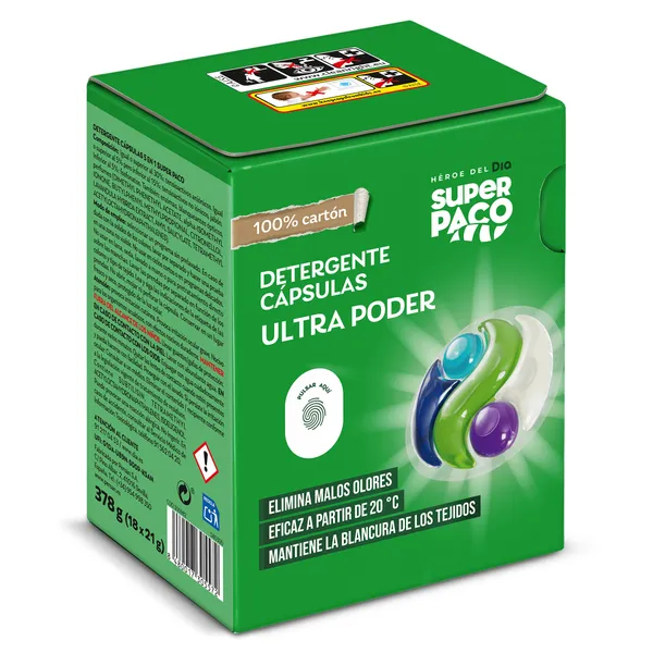Detergente en cápsulas ultra poder Dia Super Paco 18 unidades 3