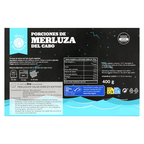 Porciones de merluza del cabo MSC Dia Mari Marinera 400 g 4