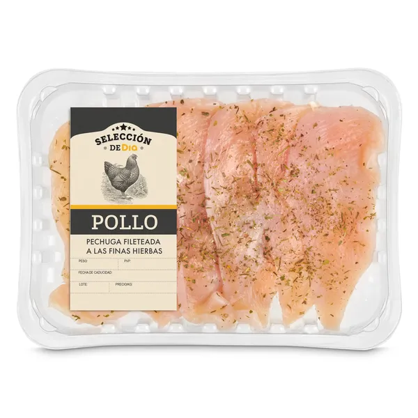 Pechuga fileteada de pollo a las finas hierbas Selección de Dia 650 g aprox. 2