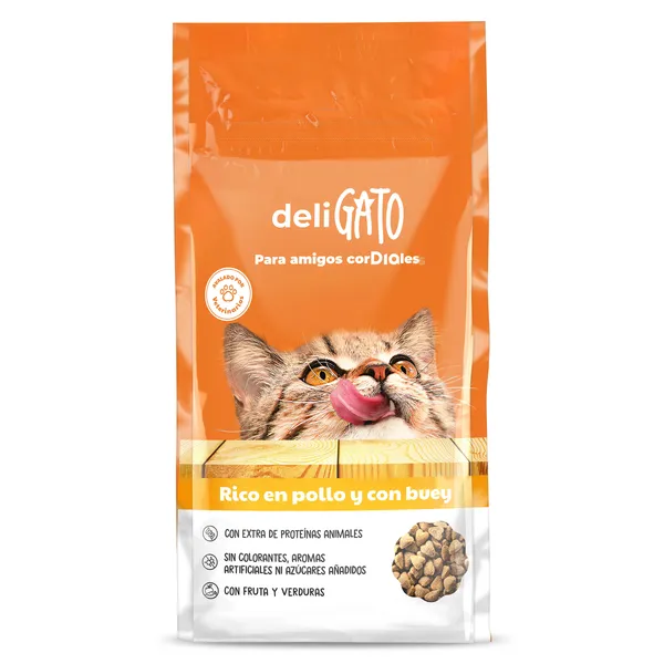 Alimento para gatos con pollo y buey Deligato de Dia bolsa 1.5 Kg 2