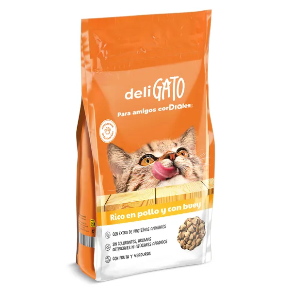 Alimento para gatos con pollo y buey Deligato de Dia bolsa 1.5 Kg 3