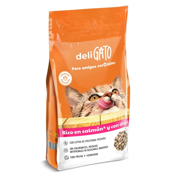 Alimento para gatos con salmón y atún Deligato de Dia bolsa 1.5 Kg 2