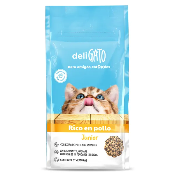 Alimento para gatos junior con pollo Deligato de Dia bolsa 1.5 Kg 2