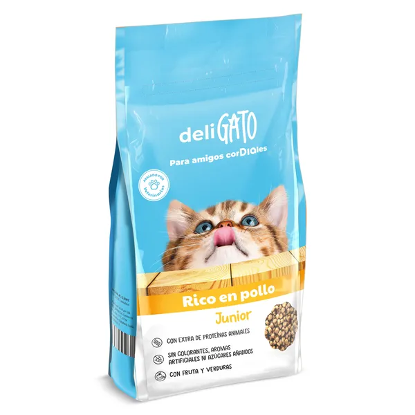 Alimento para gatos junior con pollo Deligato de Dia bolsa 1.5 Kg 3