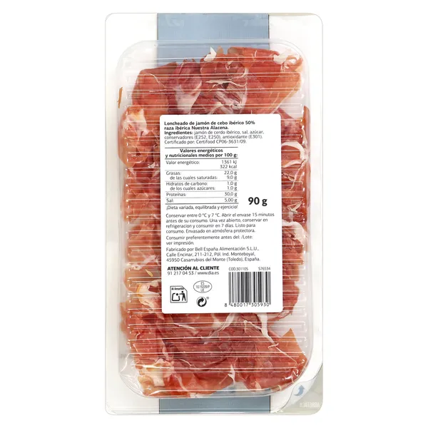 Pétalos de jamón de cebo 50% raza ibérica Dia Nuestra Alacena 90 g 3