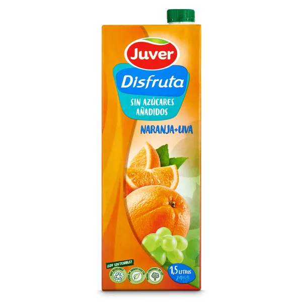 Bebida de zumo light de naranja y uva Juver brik 1.5 l 2
