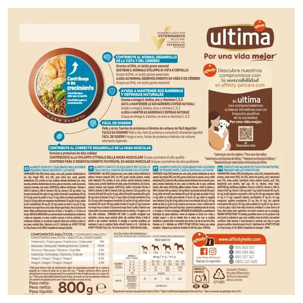Alimento para perros mini junior con pollo Ultima 800 g 3