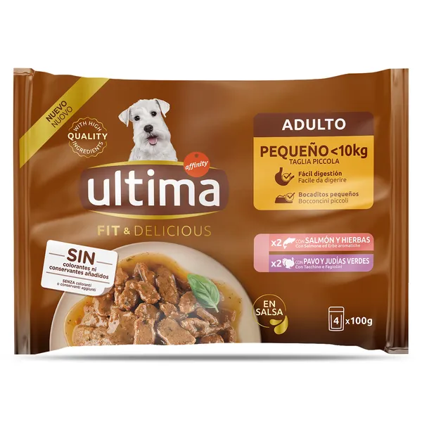 Alimento para perros mini adultos mix salmón/pavo Ultima bolsa 4 x 100 g 2