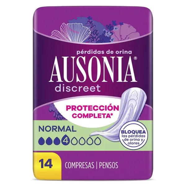 Compresas incontinencia normal Ausonia Discreet bolsa 14 unidades 2