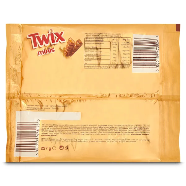 Mini barritas de chocolate y galleta rellena de caramelo Twix bolsa 227 g 3