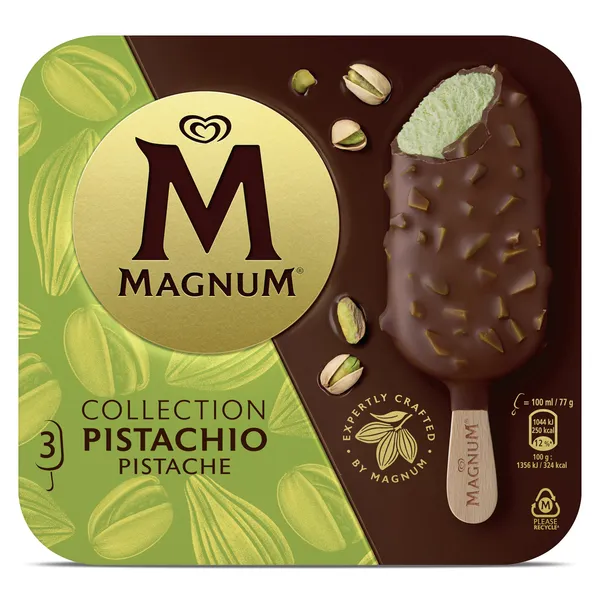 Helado bombón pistacho 3 unidades Magnum caja 231 g 2