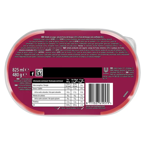 Tarrina helado yogur y frutos del bosque Carte D'Or 480 g 4