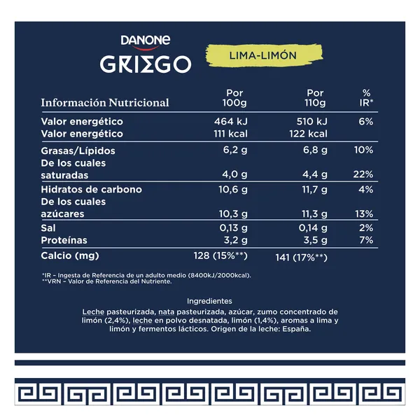 Yogur griego lima-limón Danone pack 4 x 110 g 3
