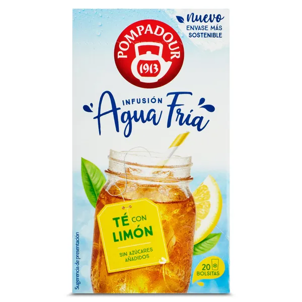 Té negro con limón agua fría Pompadour caja 20 unidades 2
