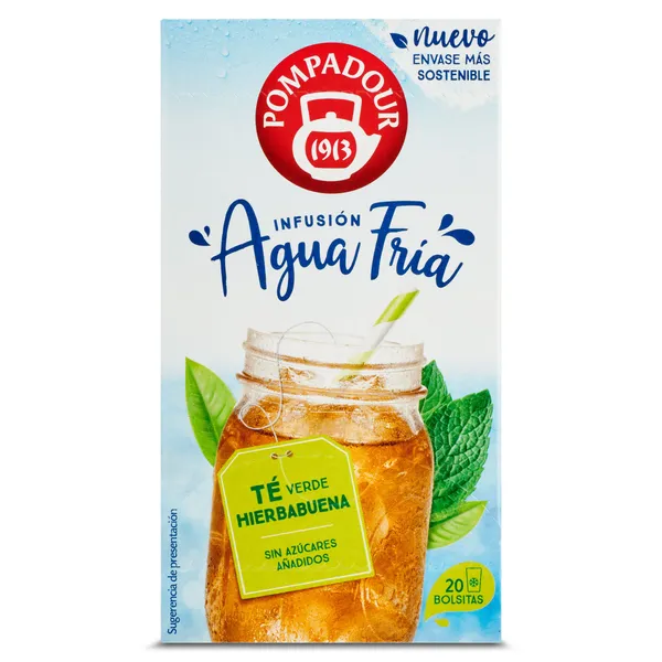 Té verde con hierbabuena agua fría Pompadour caja 20 unidades 2