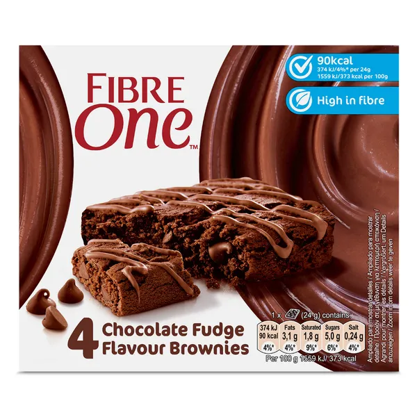 Barritas de brownie de chocolate Fibre one 96 g 2