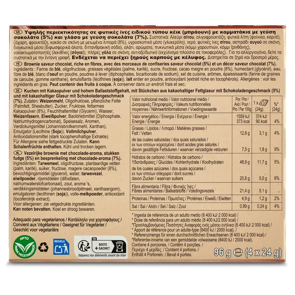 Barritas de brownie de chocolate Fibre one 96 g 4