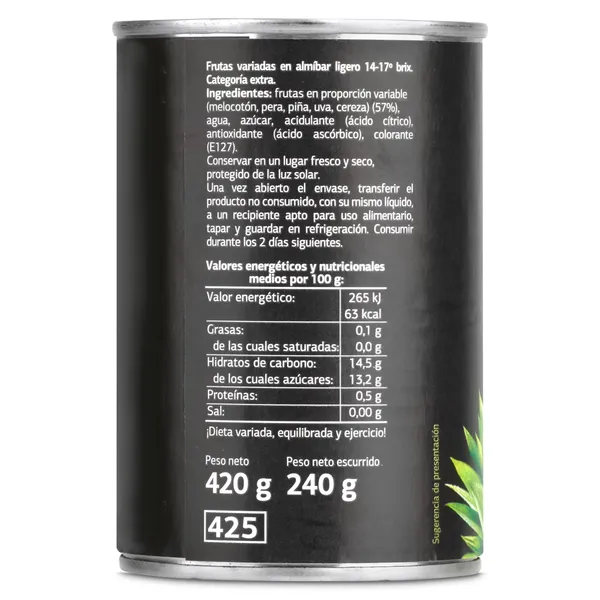 Frutas variadas en almíbar ligero Dia Fruticampo lata 240 g 2