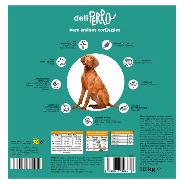 Alimento para perros con pollo y buey Deliperro de Dia bolsa 10 Kg 4