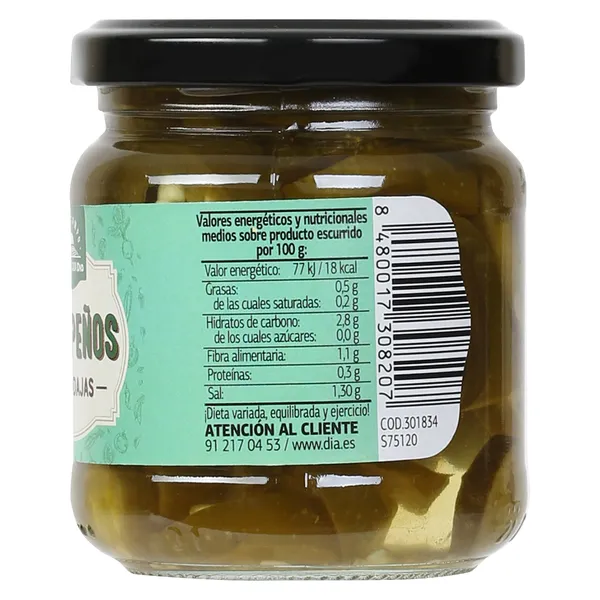 Jalapeños en rodajas Vegecampo de Dia frasco 85 g 2