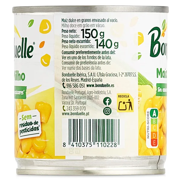 Maíz dulce sin azúcar añadido Bonduelle 150 g 4