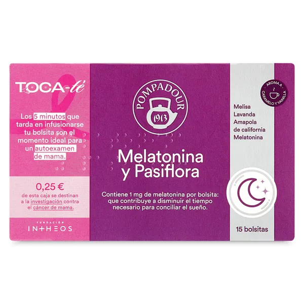 Infusión de melatonina y pasiflora Pompadour 15 unidades 2