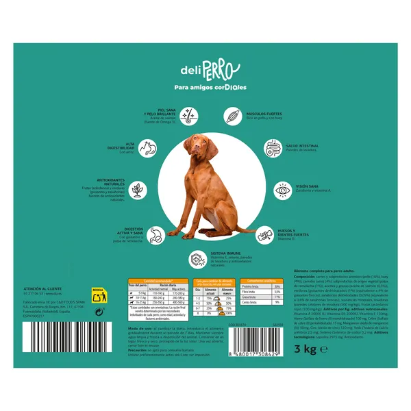 Alimento para perros con pollo y buey Deliperro de Dia bolsa 3 Kg 4