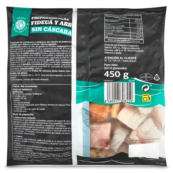 Preparado para fideuá y arroces sin cáscara Dia Mari Marinera 450 g 3