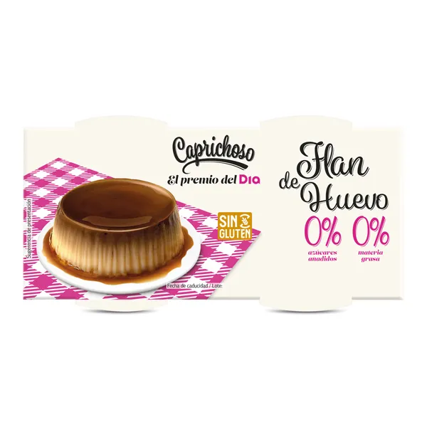 Flan de huevo doble 0% Caprichoso Dia pack 2 x 100 g 2