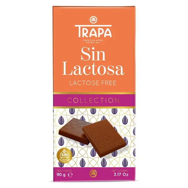 Chocolate con leche sin lactosa Trapa 90 g 2