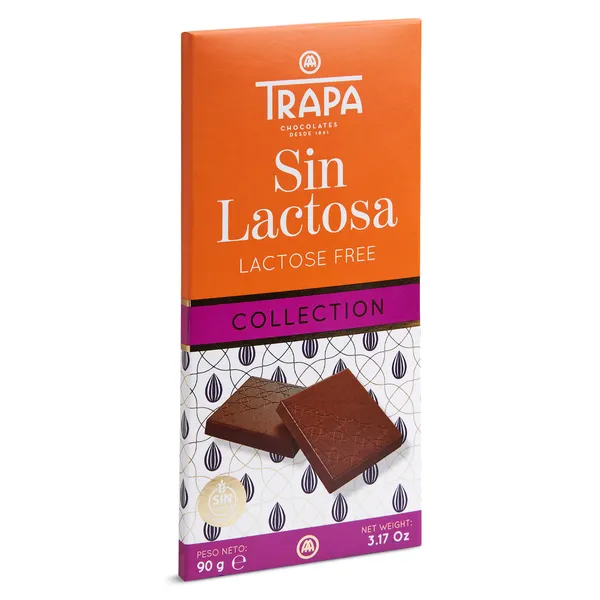 Chocolate con leche sin lactosa Trapa 90 g 3