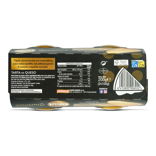 Tarta de queso cremosa Dhul pack 2 x 100 g 3