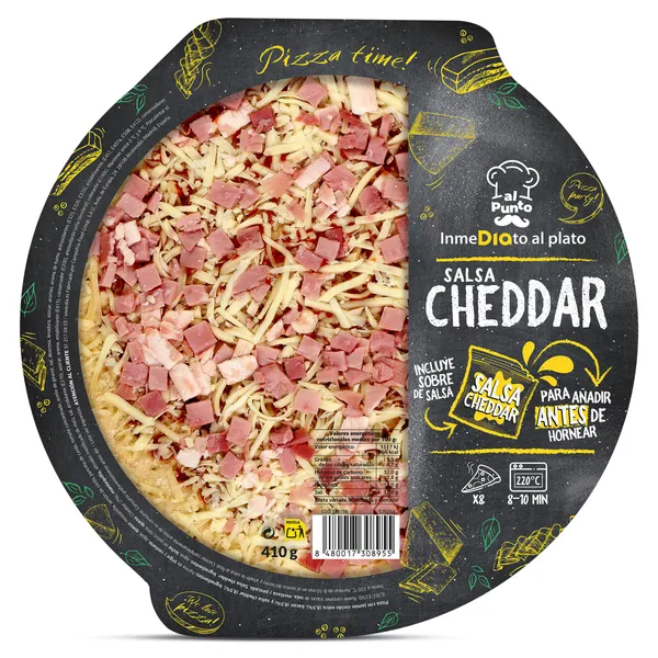 Pizza con salsa cheddar Dia Al Punto 410 g 2