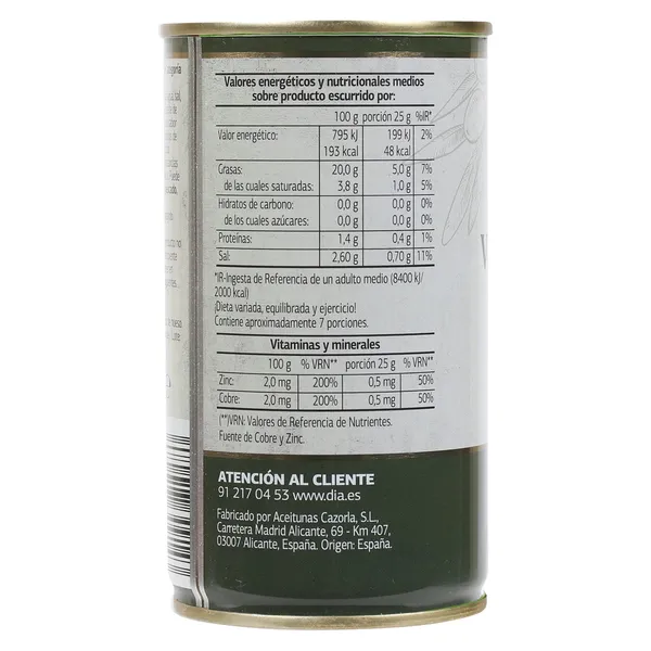 Aceitunas verderonas chupadedos Dia Vegecampo 185 g 4