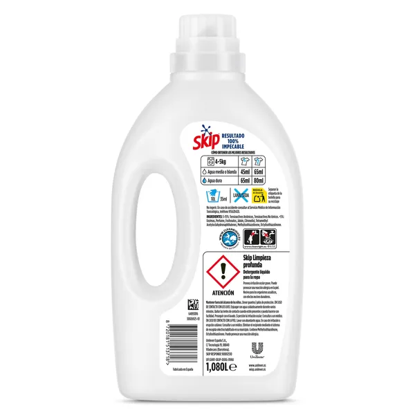 Detergente máquina líquido Limpieza profunda Skip botella 24 lavados 3