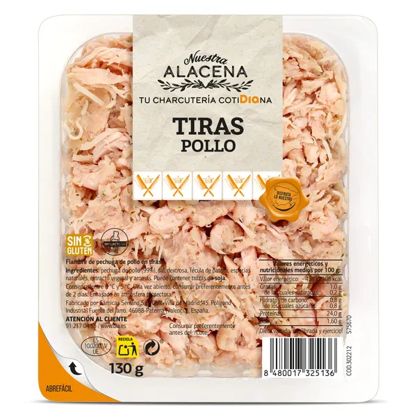 Tiras de pollo Dia Nuestra Alacena 130 g 2