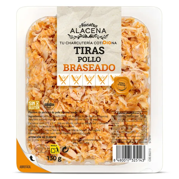 Tiras de pollo braseado Dia Nuestra Alacena 130 g 2