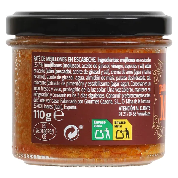 Paté de mejillones en escabeche Nuestra Alacena de Dia frasco 110 g 3