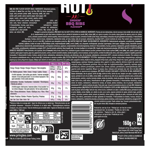 Patatas fritas sabor bbq ribs picantes Pringles bote 160 g 2