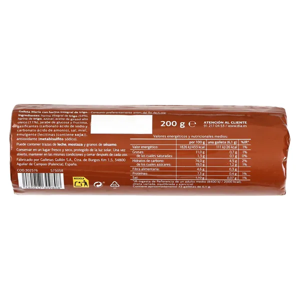 Galletas integrales María Galleteca de Dia bolsa 200 g 3